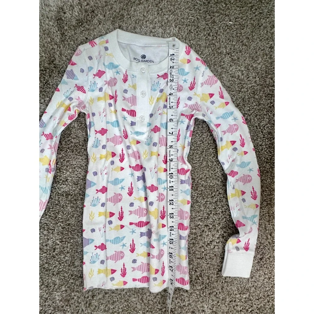 Ros Garden Cameron Paradise Kids Pajamas Pink Multi Fish Print Set Size 6 NWT